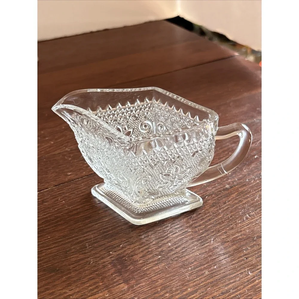Vintage 3 Piece Set Indiana Glass Tiara Tray, Creamer, And Sugar Bowl‎ Diamond